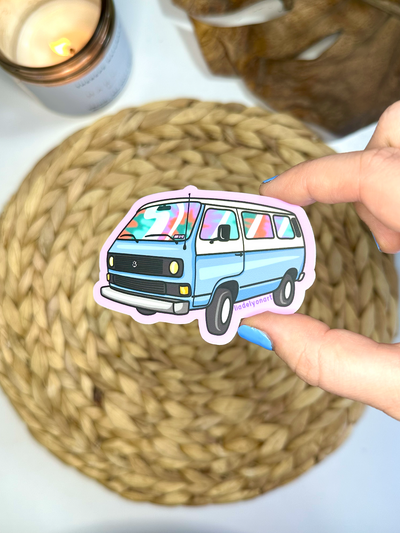 Hippie Van Vinyl Sticker, 3.5x1.4 in