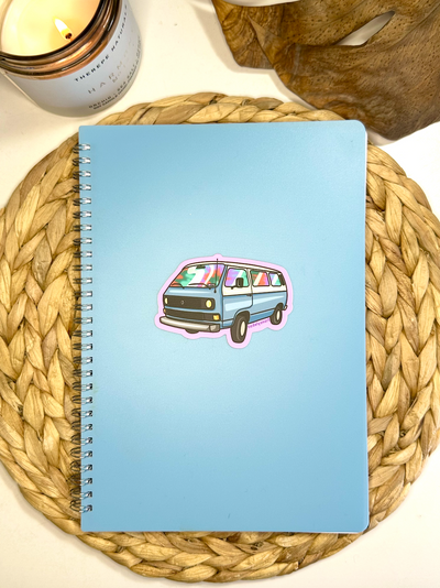 Hippie Van Vinyl Sticker, 3.5x1.4 in