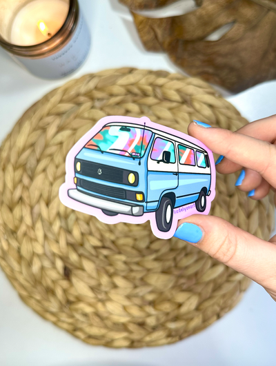 Hippie Van Vinyl Sticker, 3.5x1.4 in