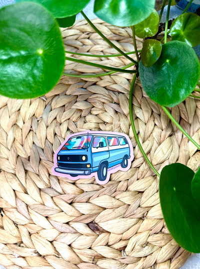 Hippie Van Vinyl Sticker, 3.5x1.4 in