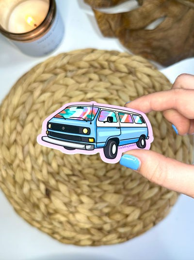 Hippie Van Vinyl Sticker, 3.5x1.4 in