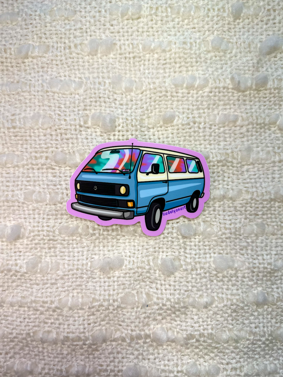 Hippie Van Vinyl Sticker, 3.5x1.4 in