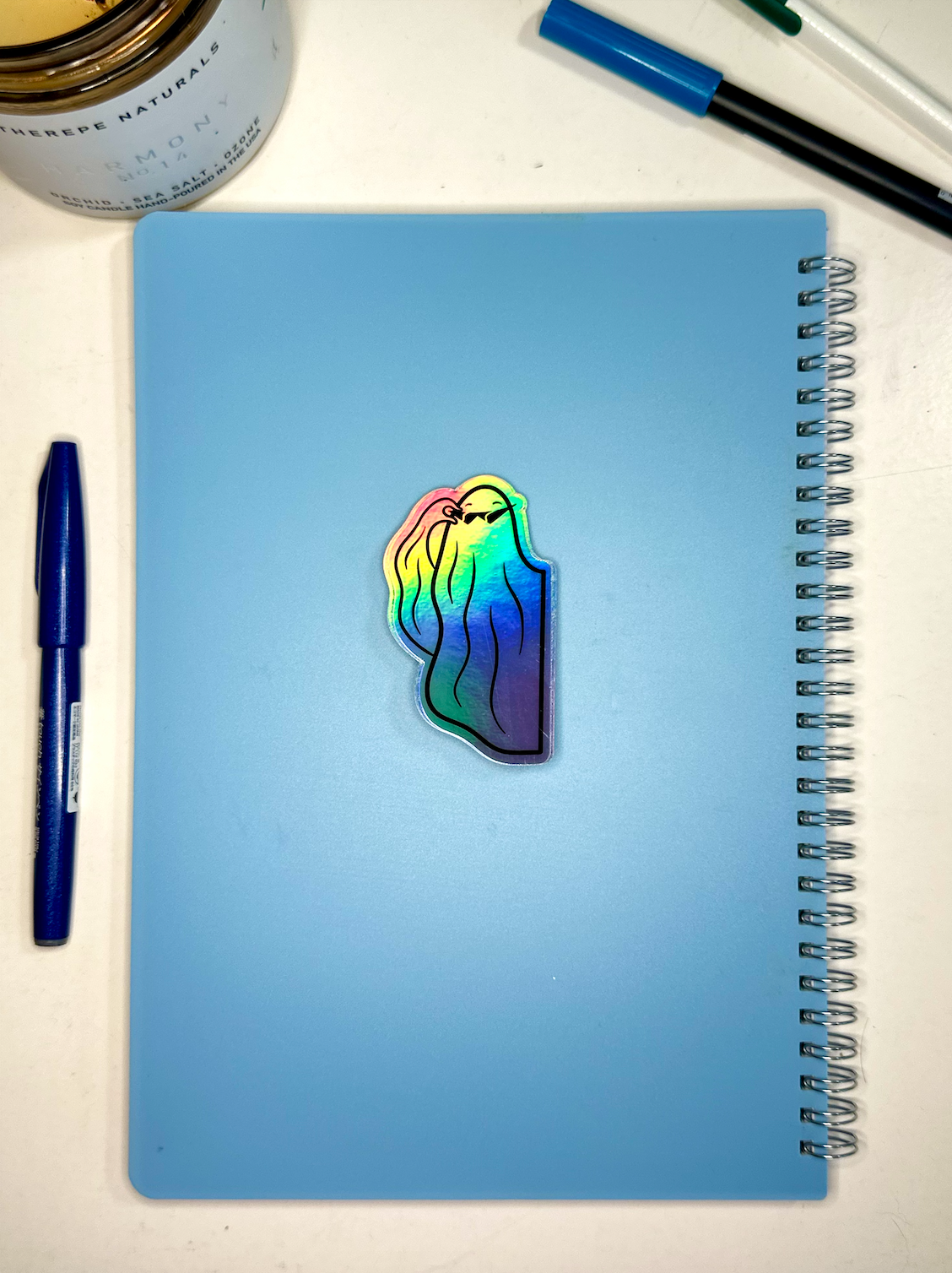 Spooky Sunglasses Holographic Vinyl Sticker, 1.8x3 in.