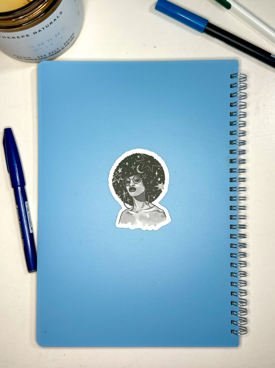 Starry Haired Goddess Vinyl Sticker, 3x2 in.