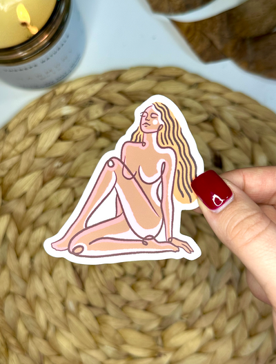 Beach Babe Vinyl Sticker, 3x2.7 in.