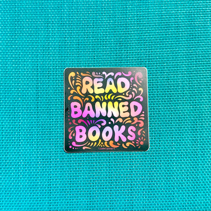 Read Banned Books Vinyl Sticker, 3x3in.