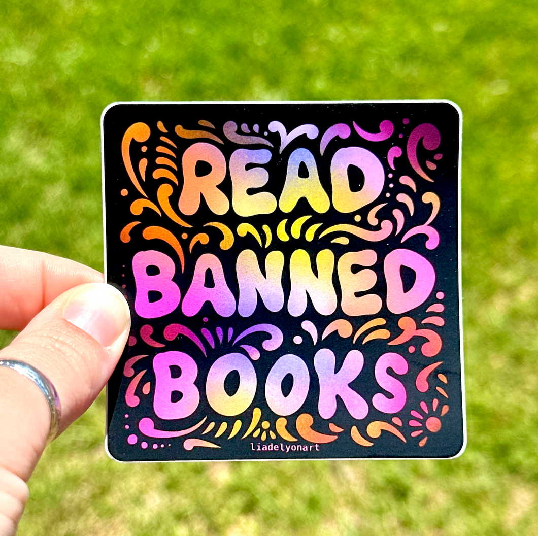 Read Banned Books Vinyl Sticker, 3x3in.