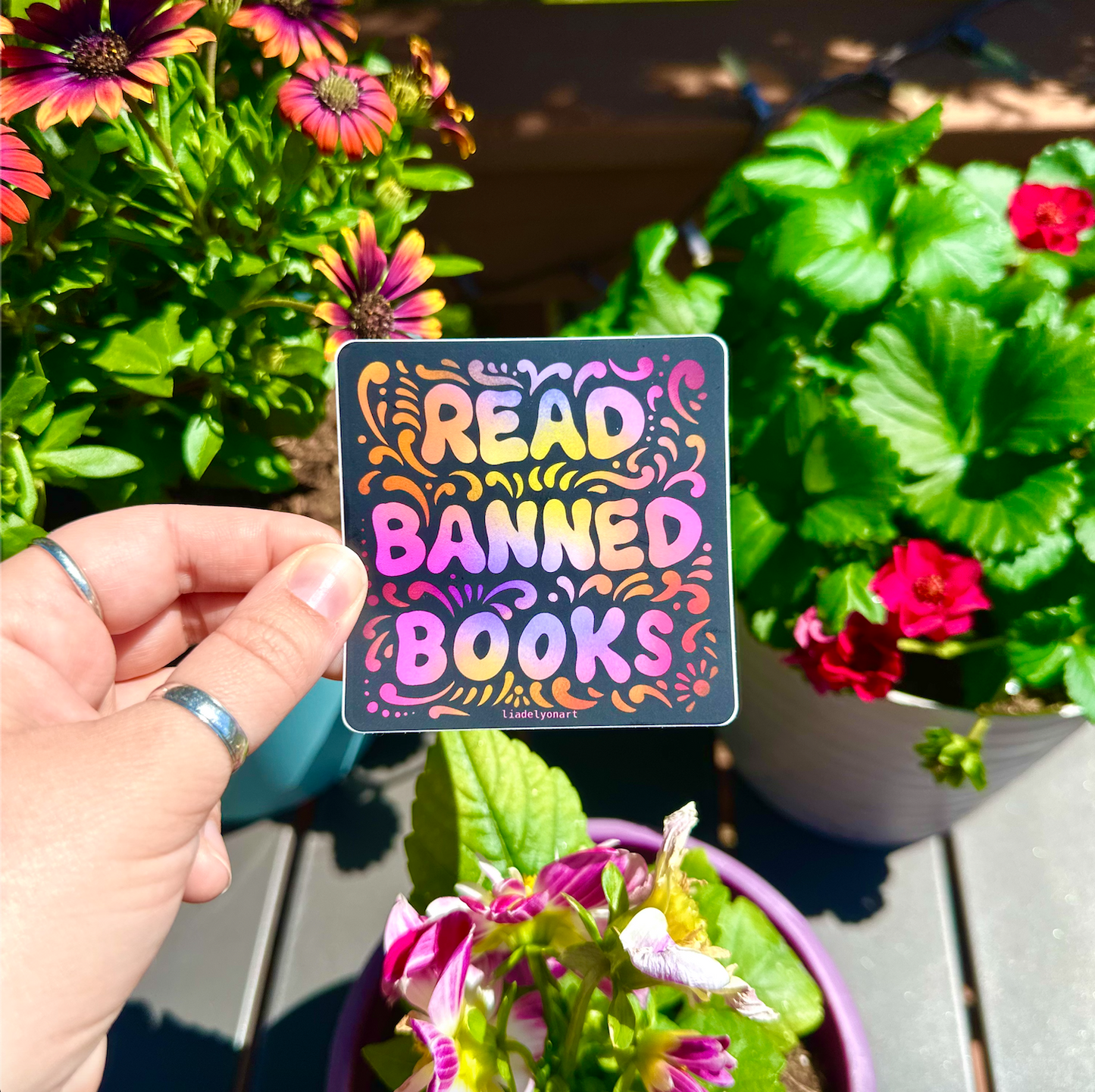 Read Banned Books Vinyl Sticker, 3x3in.