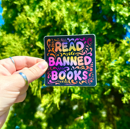 Read Banned Books Vinyl Sticker, 3x3in.