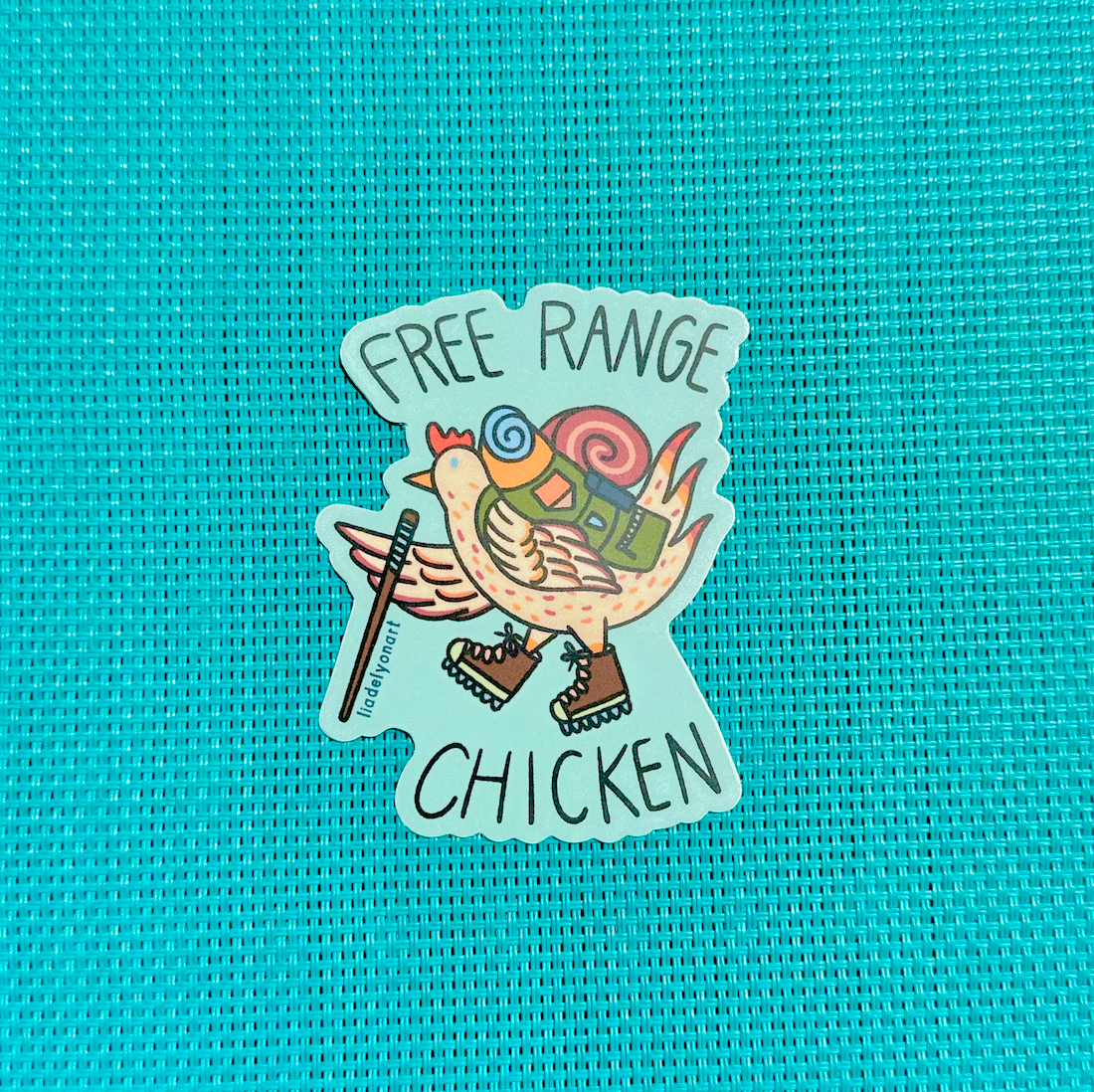 Free Range Chicken Vinyl Sticker, 2.4x3 in.