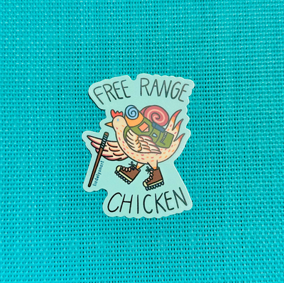 Free Range Chicken Vinyl Sticker, 2.4x3 in.