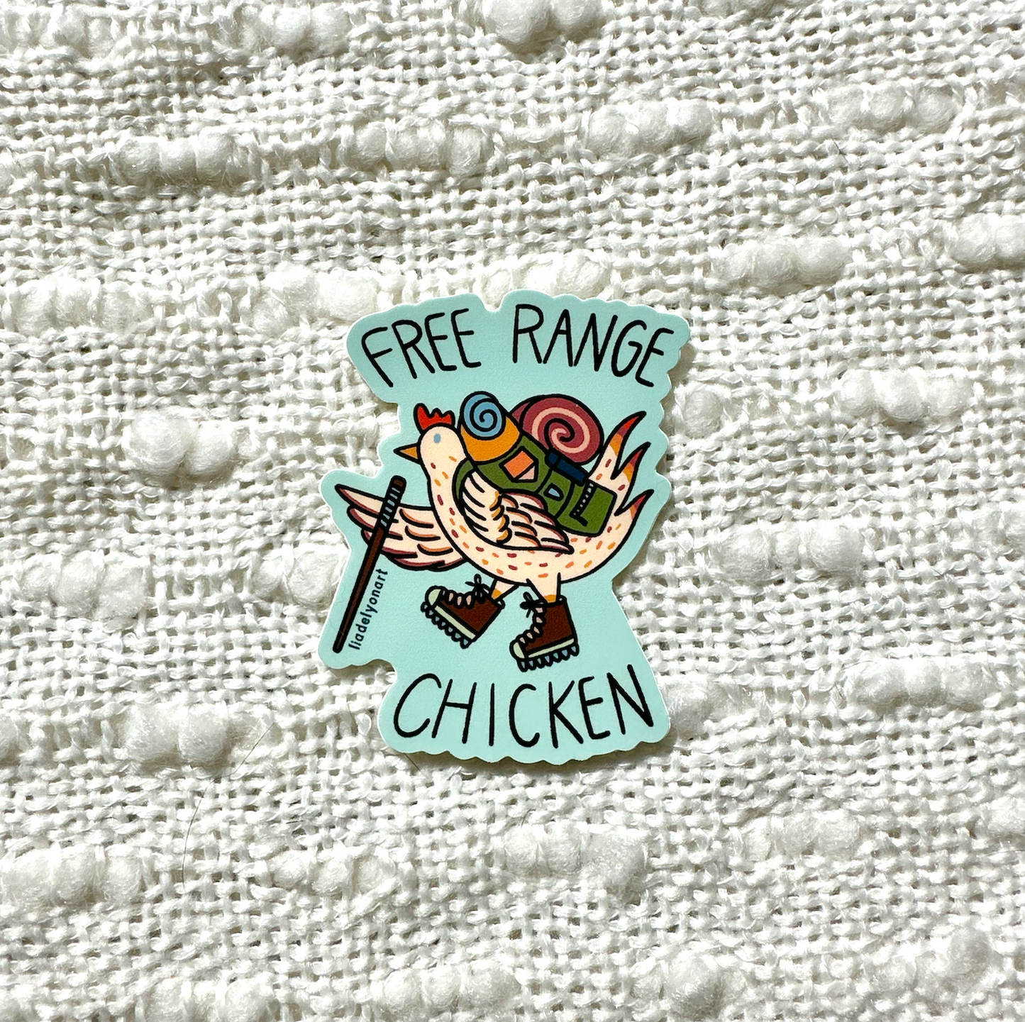 Free Range Chicken Vinyl Sticker, 2.4x3 in.