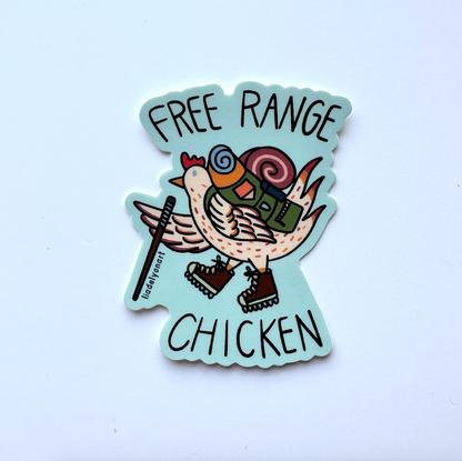 Free Range Chicken Vinyl Sticker, 2.4x3 in.