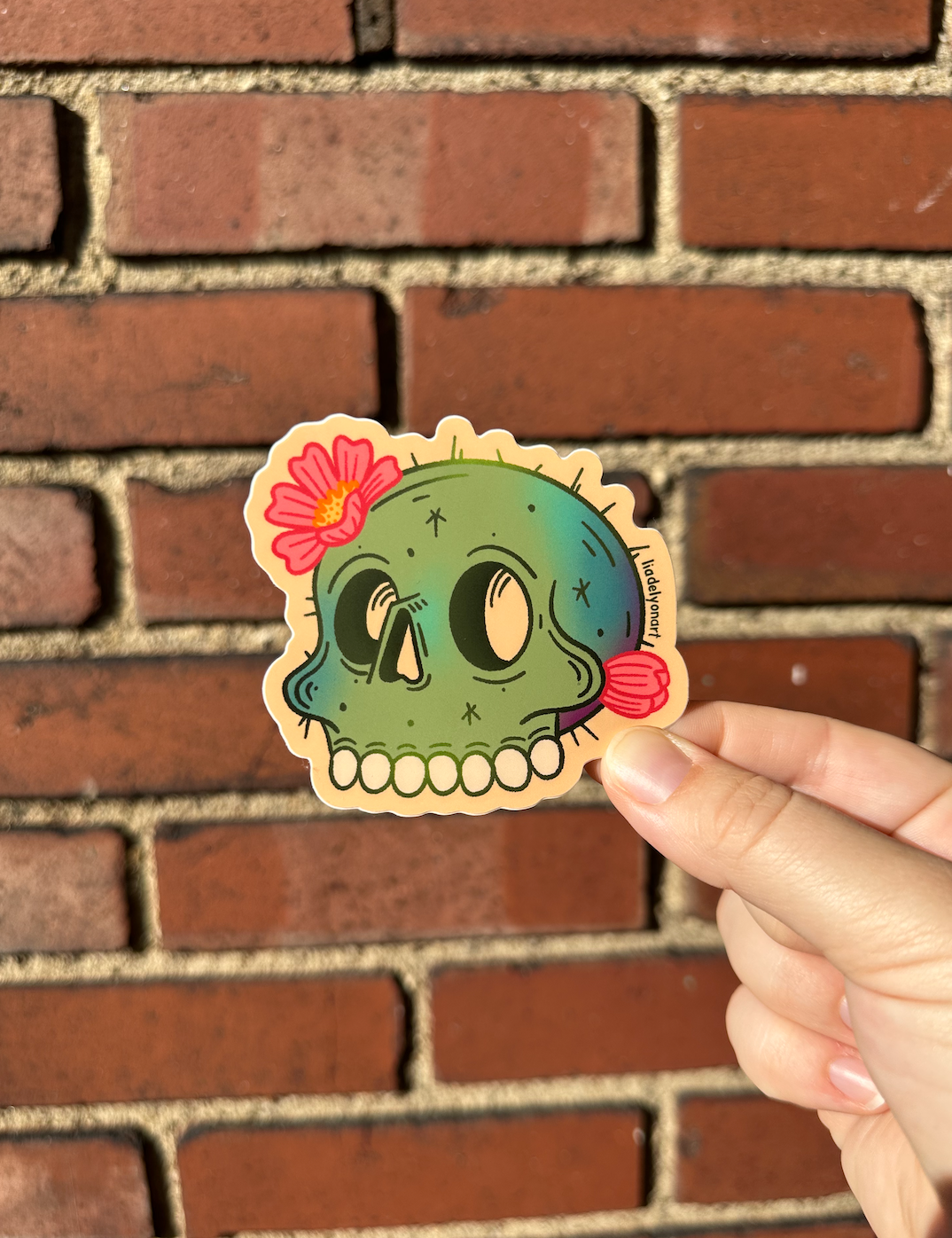 Cactus Skull Vinyl Sticker, 3 x 2.9 in.