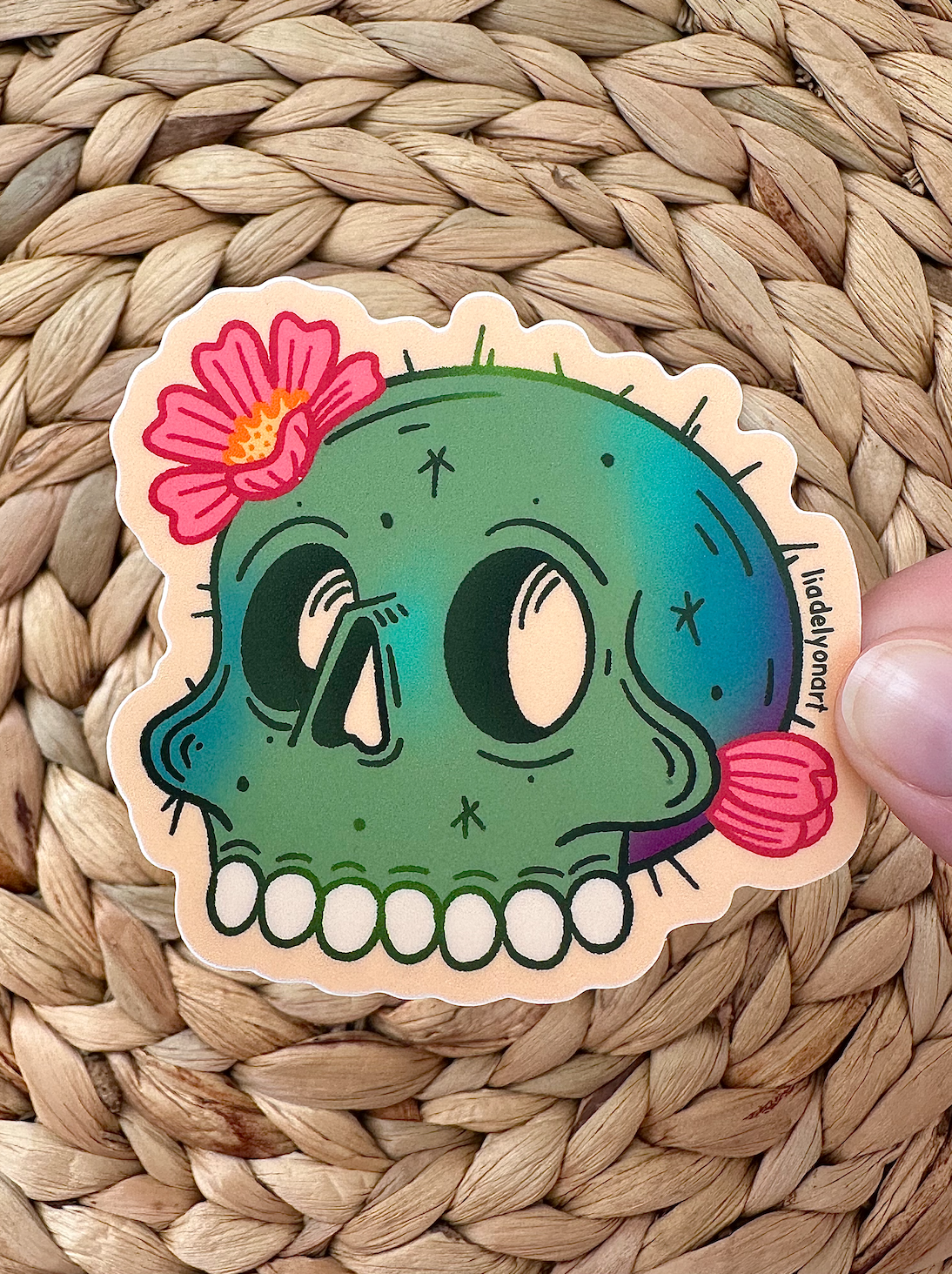 Cactus Skull Vinyl Sticker, 3 x 2.9 in.