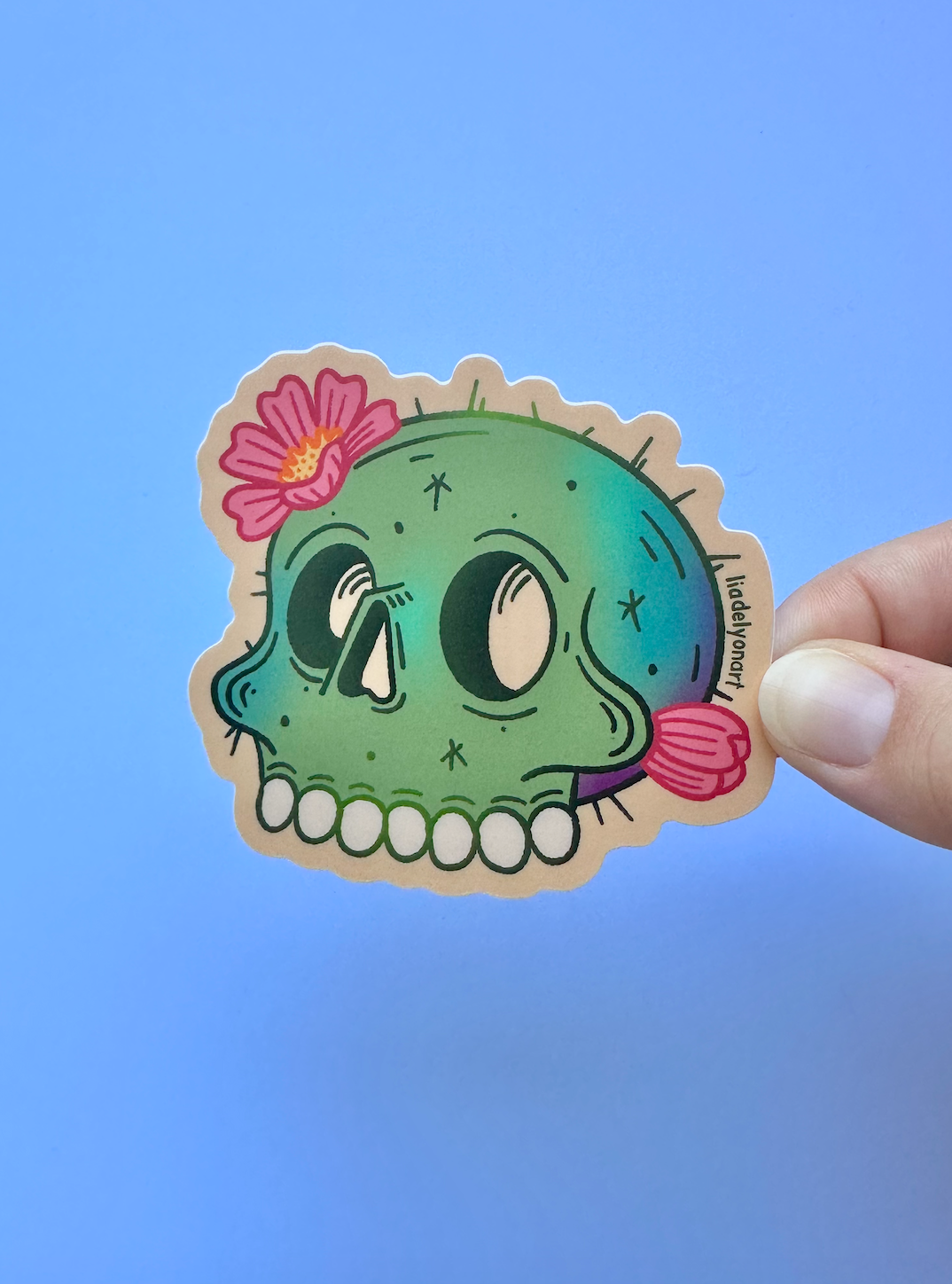 Cactus Skull Vinyl Sticker, 3 x 2.9 in.