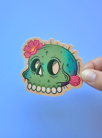 Cactus Skull Vinyl Sticker, 3 x 2.9 in.