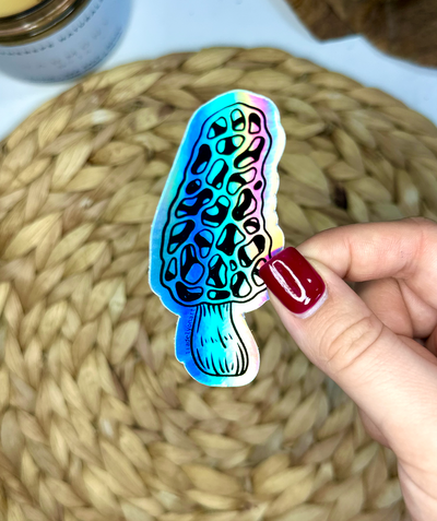 Morel Holographic Vinyl Sticker, 3.4x1.5 in.