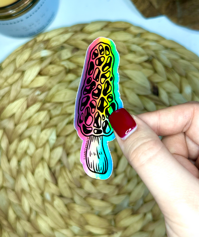 Morel Holographic Vinyl Sticker, 3.4x1.5 in.
