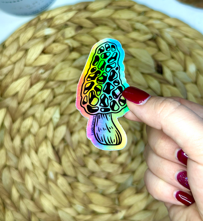 Morel Holographic Vinyl Sticker, 3.4x1.5 in.