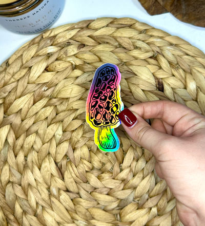 Morel Holographic Vinyl Sticker, 3.4x1.5 in.