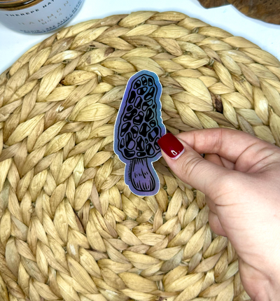 Morel Holographic Vinyl Sticker, 3.4x1.5 in.