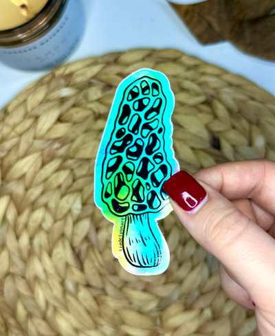 Morel Holographic Vinyl Sticker, 3.4x1.5 in.