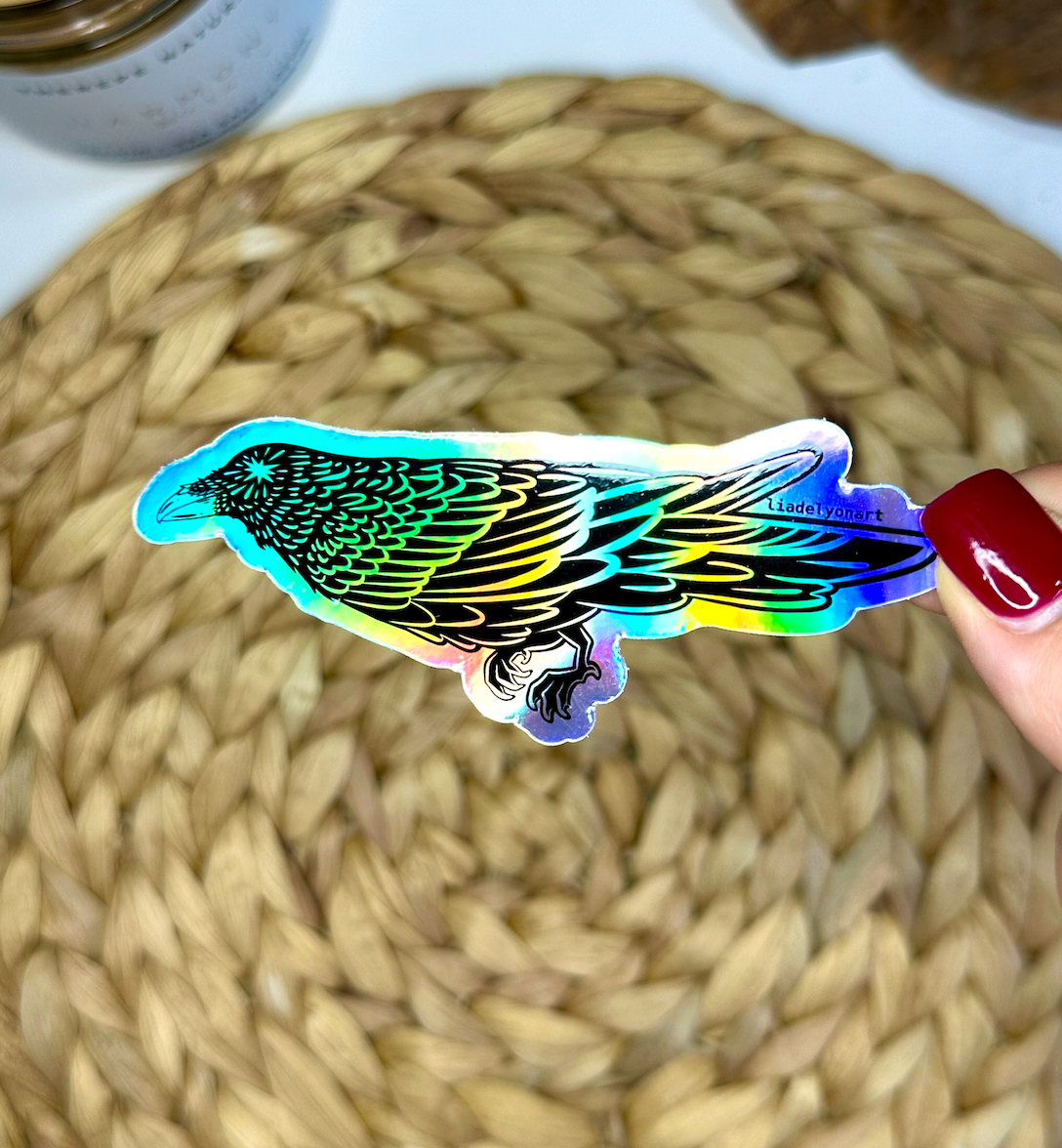 Starry Raven Holographic Sticker