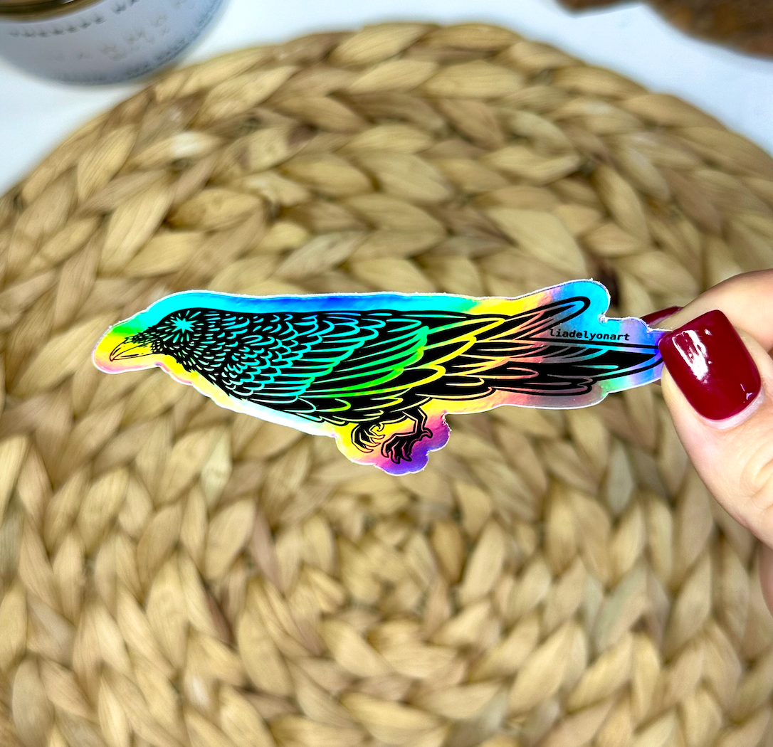 Starry Raven Holographic Sticker