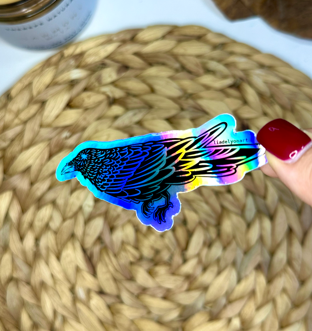 Starry Raven Holographic Sticker