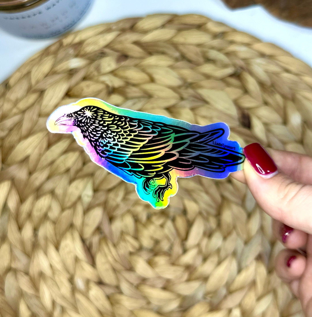 Starry Raven Holographic Sticker