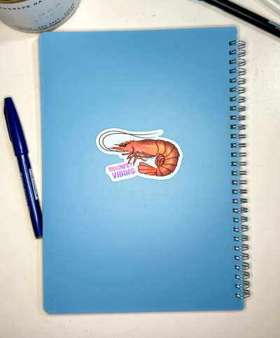 Shrimply Vibing Vinyl Sticker 2.2x3 in.