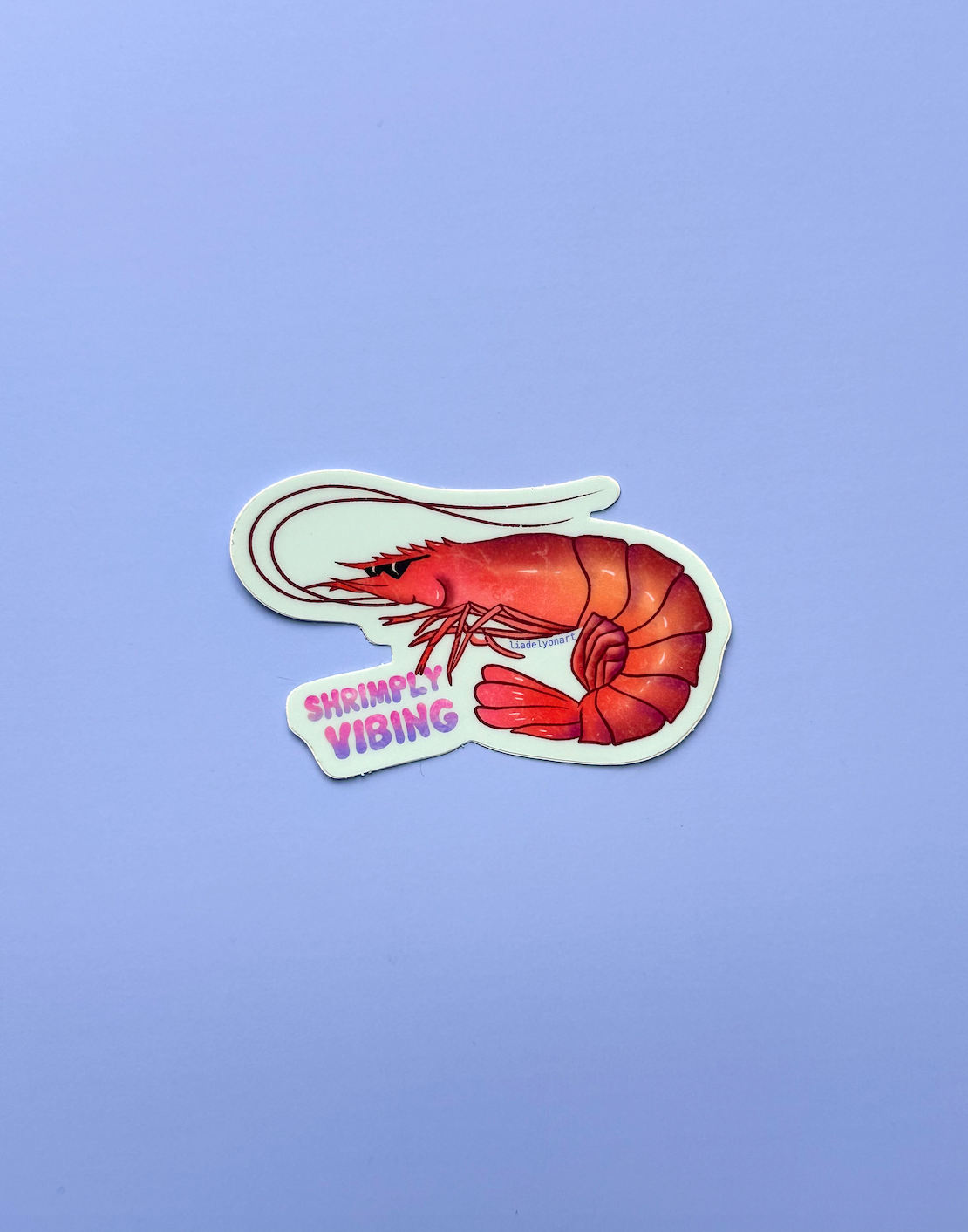Shrimply Vibing Vinyl Sticker 2.2x3 in.