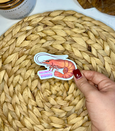 Shrimply Vibing Vinyl Sticker 2.2x3 in.