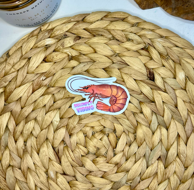 Shrimply Vibing Vinyl Sticker 2.2x3 in.