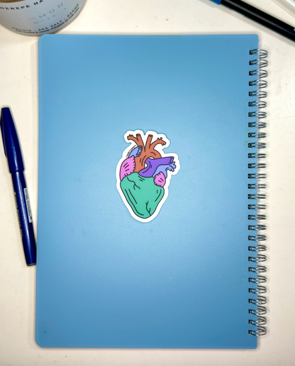 80's Anatomical Heart Vinyl Sticker, 3 x 2.1 in.