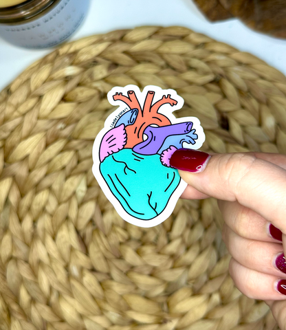 80's Anatomical Heart Vinyl Sticker, 3 x 2.1 in.