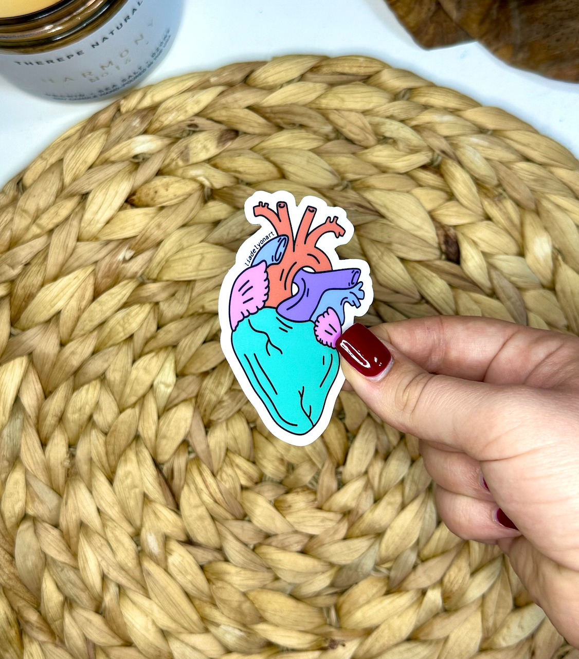 80's Anatomical Heart Vinyl Sticker, 3 x 2.1 in.