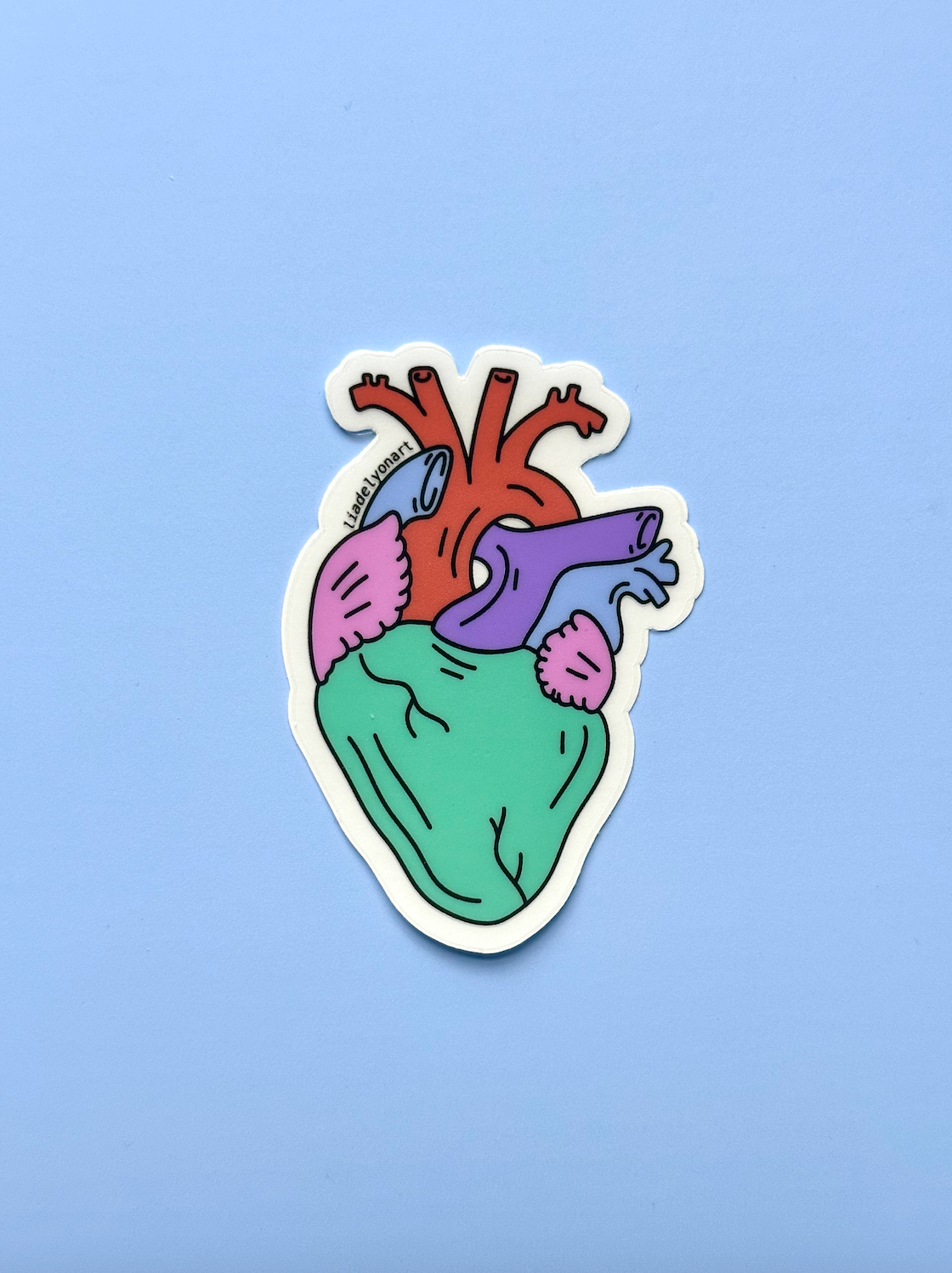 80's Anatomical Heart Vinyl Sticker, 3 x 2.1 in.