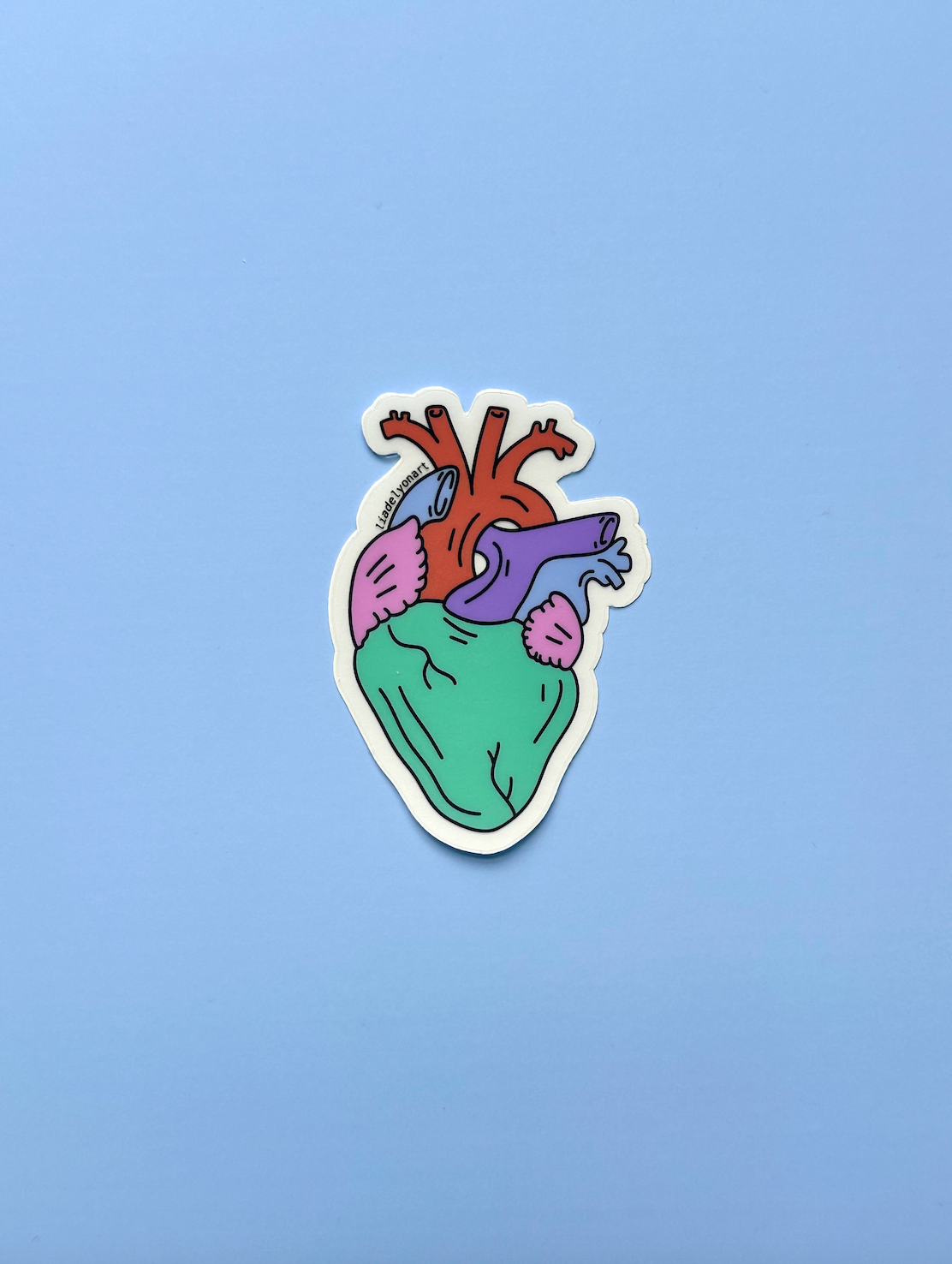 80's Anatomical Heart Vinyl Sticker, 3 x 2.1 in.