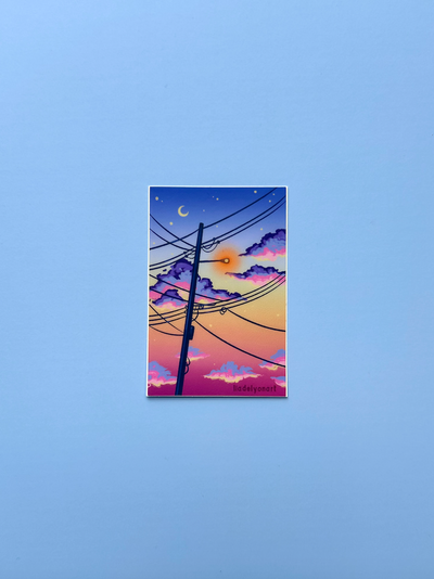 Sunset Telephone Pole Matte Vinyl Sticker