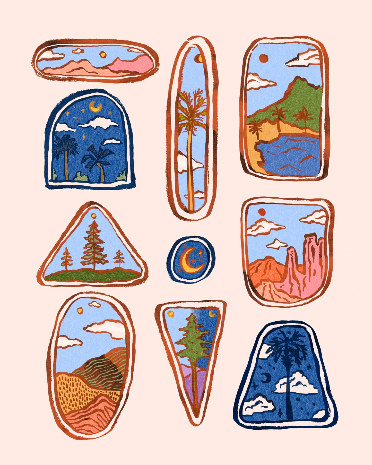 Camping Patch Art Print, 8x10 in.