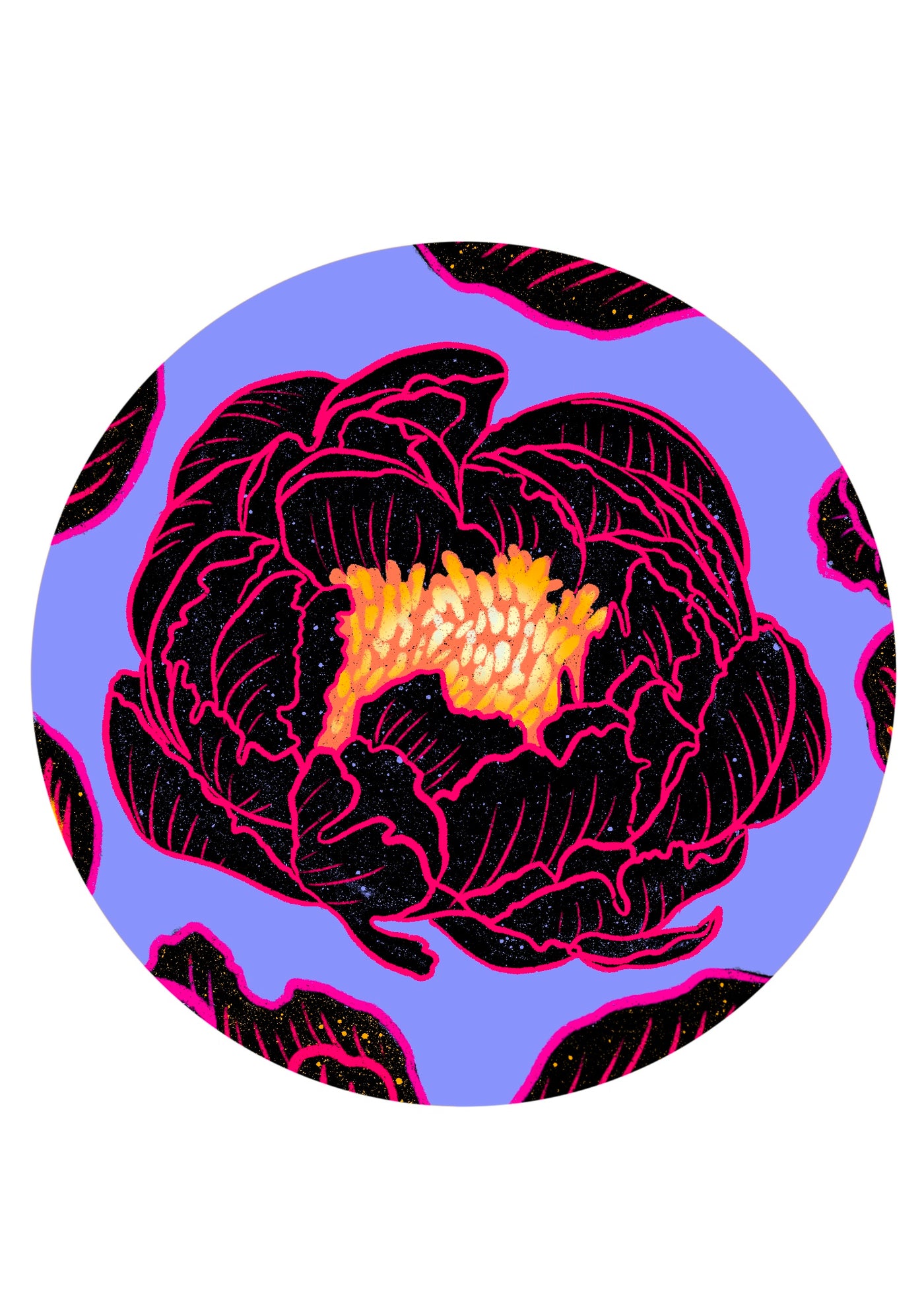 Periwinkle Peony Vinyl Sticker, 3x3 in.