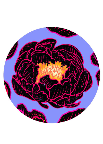 Periwinkle Peony Vinyl Sticker, 3x3 in.