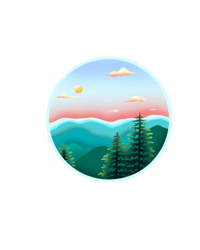 Mountain Sunset Vinyl Sticker, 3x3in.