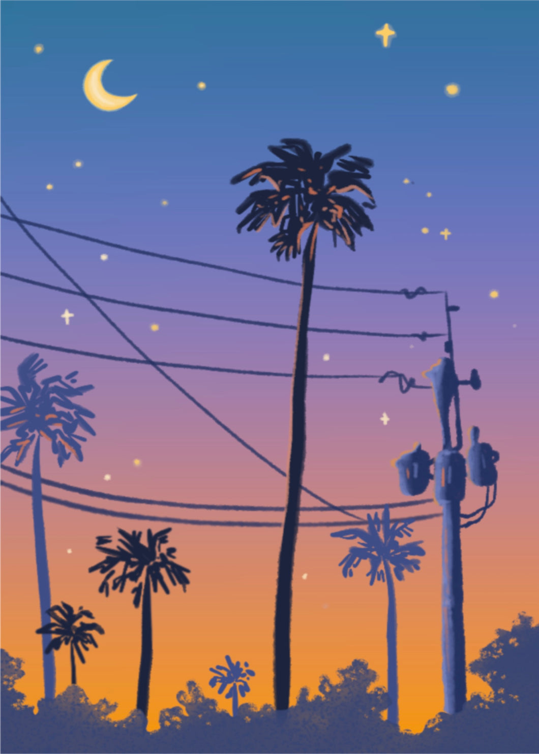 Palm Tree Sunset Art Print, 5x7 in.
