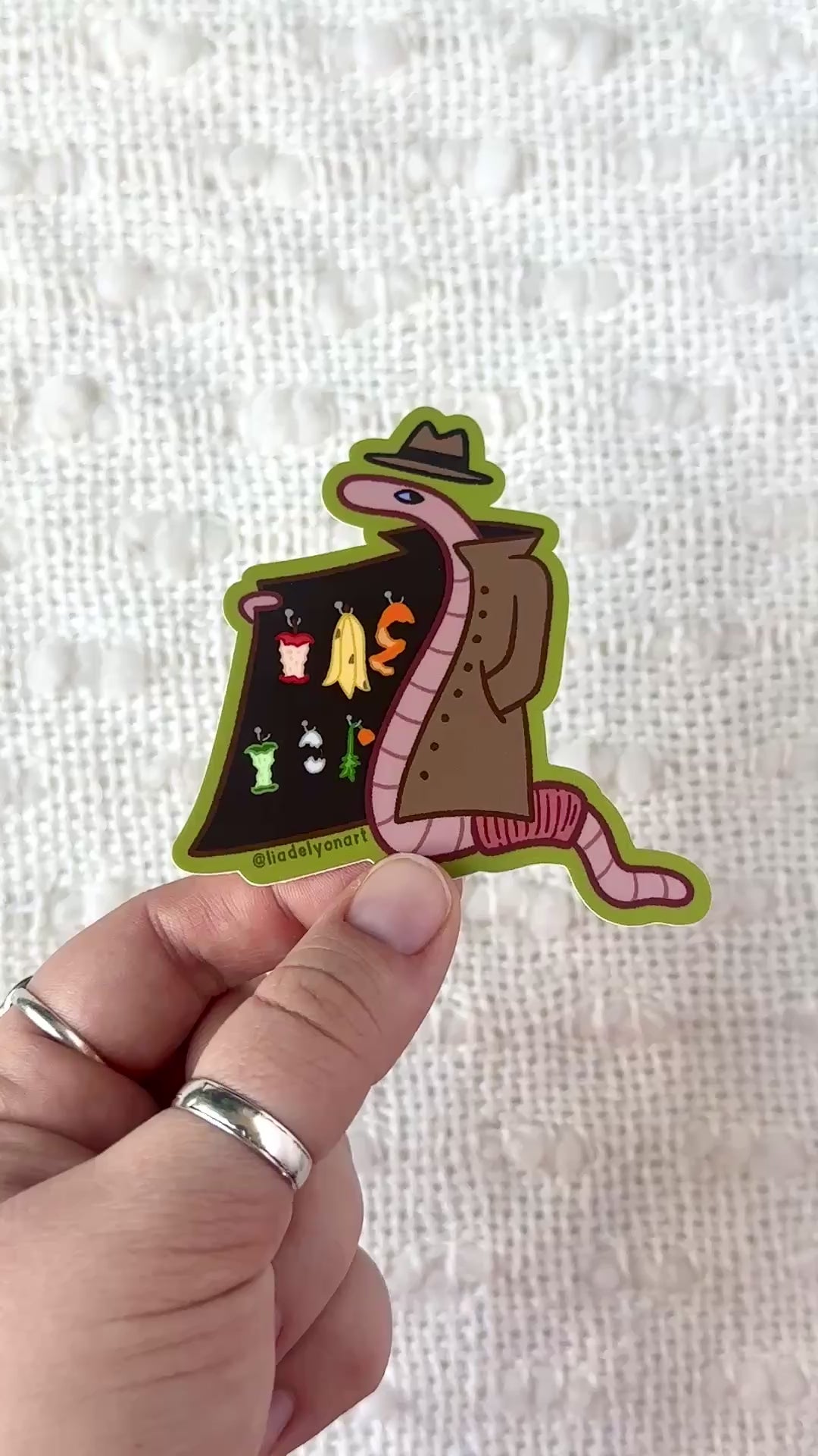 Shady Worm Vinyl Sticker, 3x3 in.
