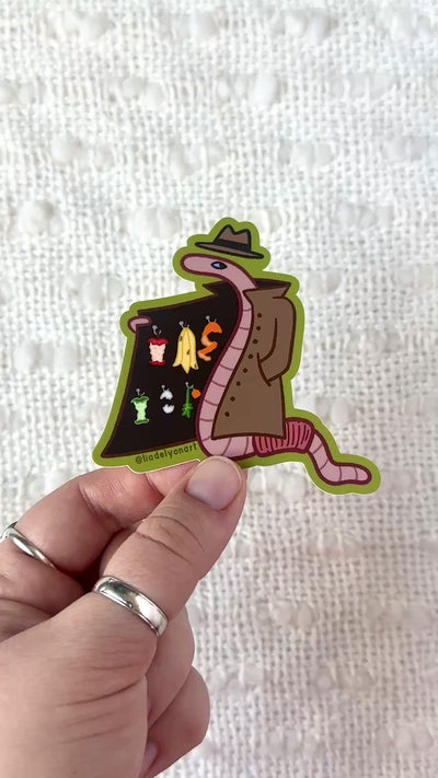 Shady Worm Vinyl Sticker, 3x3 in.