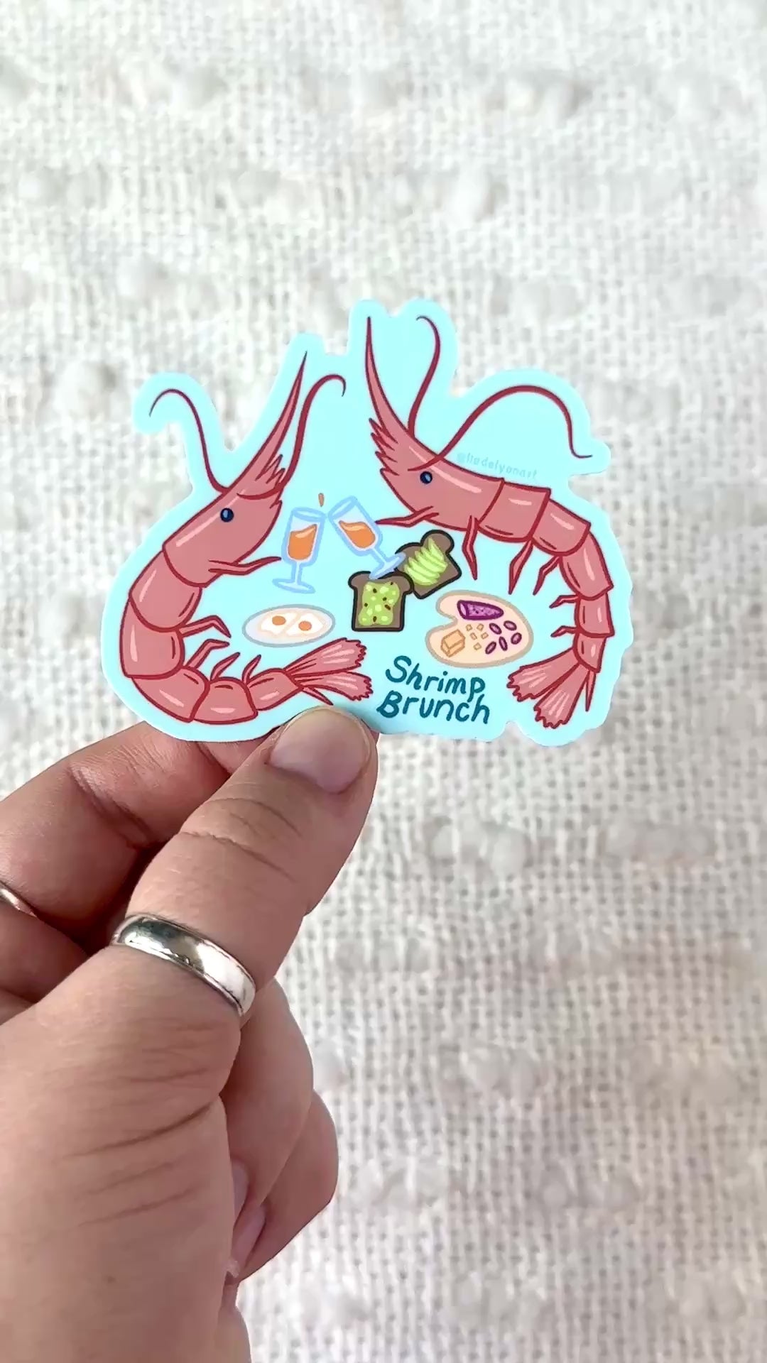 Shrimp Brunch Vinyl Sticker, 3x3 in.