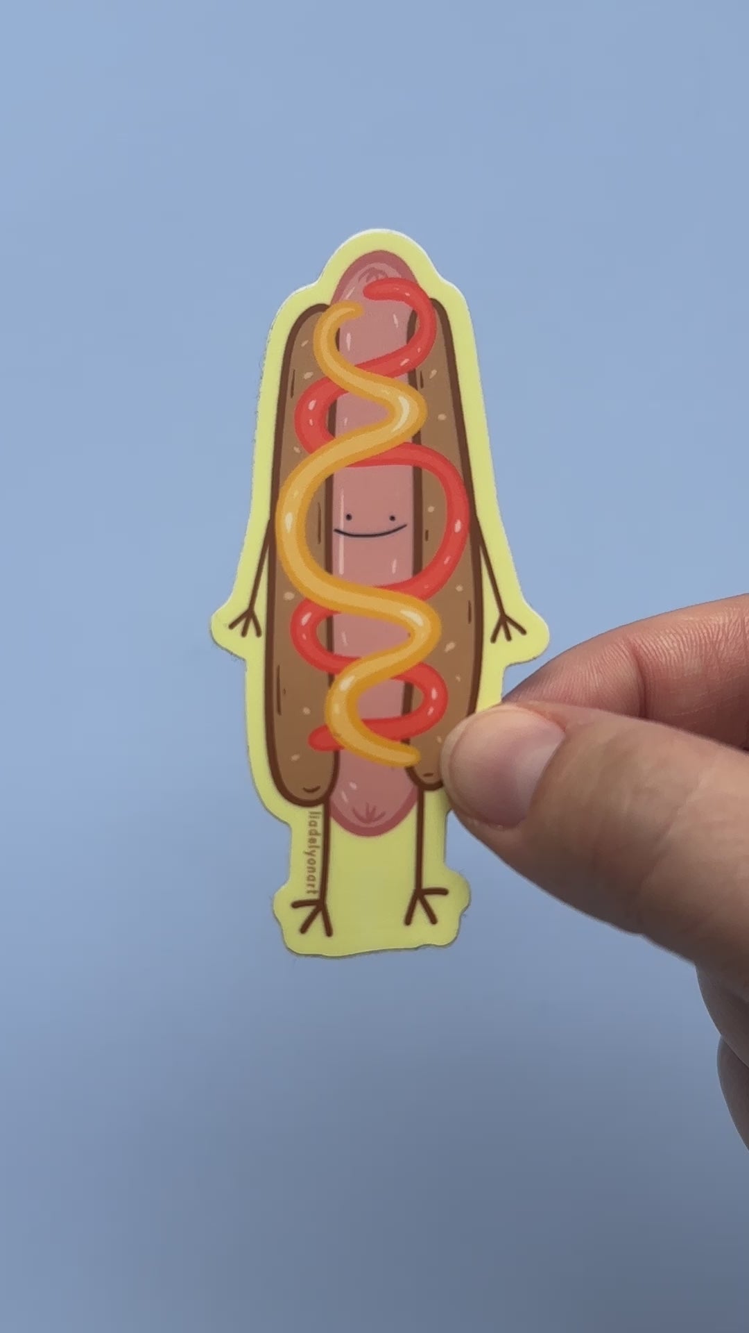 Hot Dog Dude Vinyl Sticker, 3.3 x 1.5 in.